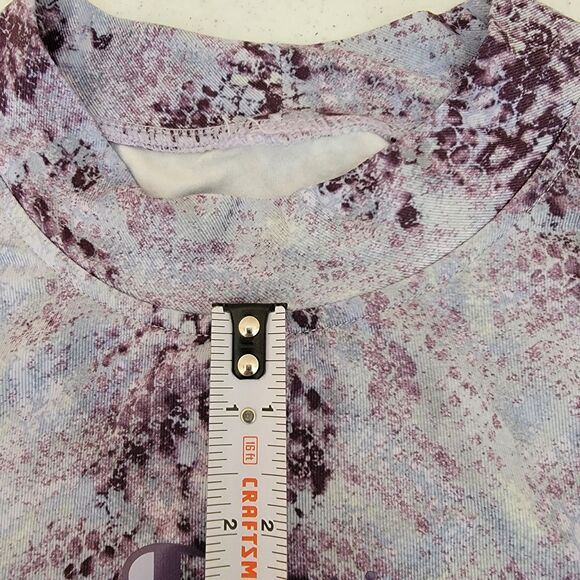 Champion Long Sleeve Purple Animal Print Crop Top Cheer Women’s Size Medium - Picture 7 of 9